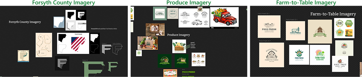 Early ideation boards and sketches